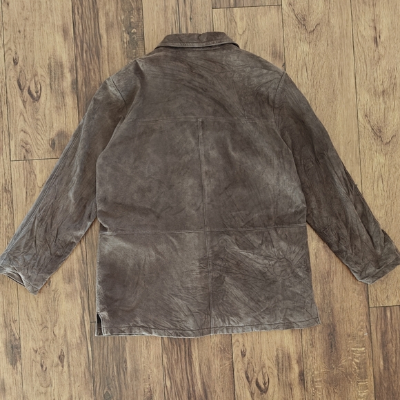 Brown Suede Jacket Genuine Leather Vintage Womens Large Button Down Moto Western - Picture 3 of 6